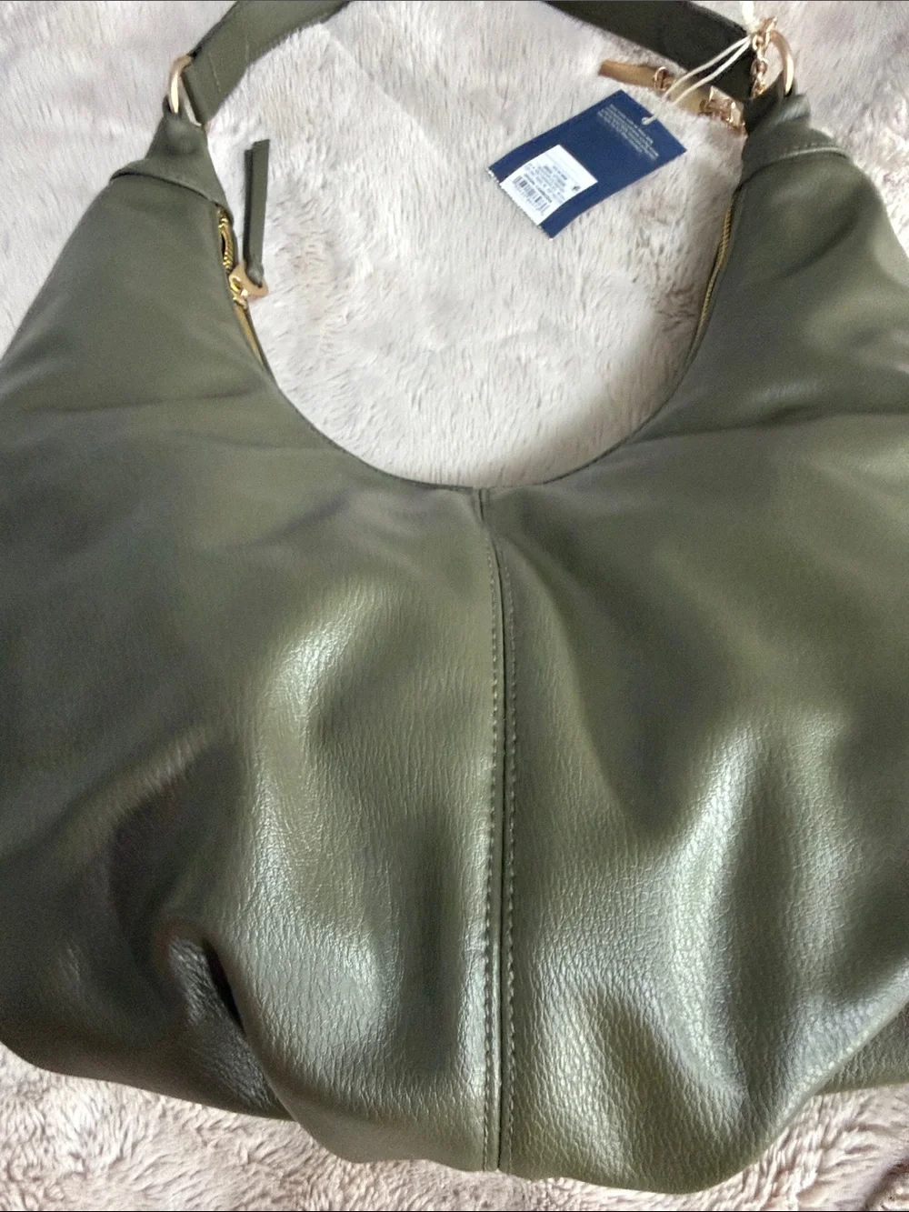 Universal Thread Dark Olive Pebbled Hobo Bag with Gold Accents
